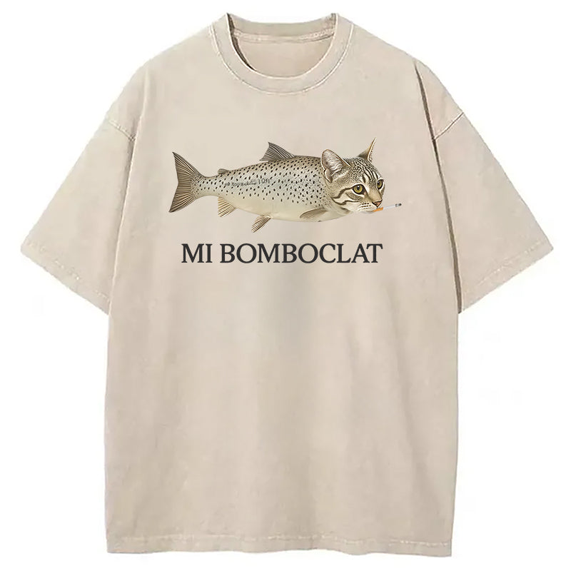 bbb Bomboclat Fish Cat Meme Washed T-Shirt