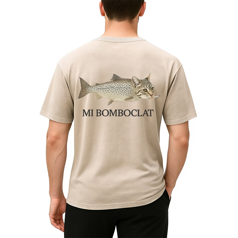 bbb Bomboclat Fish Cat Meme Back Washed T-Shirt