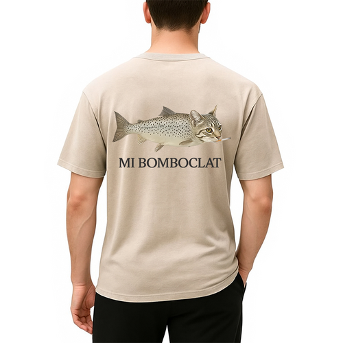 Bomboclat Fish Cat Meme Back Washed T-Shirt