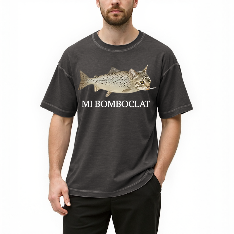bbb Bomboclat Fish Cat Meme Gradient Washed T-Shirt