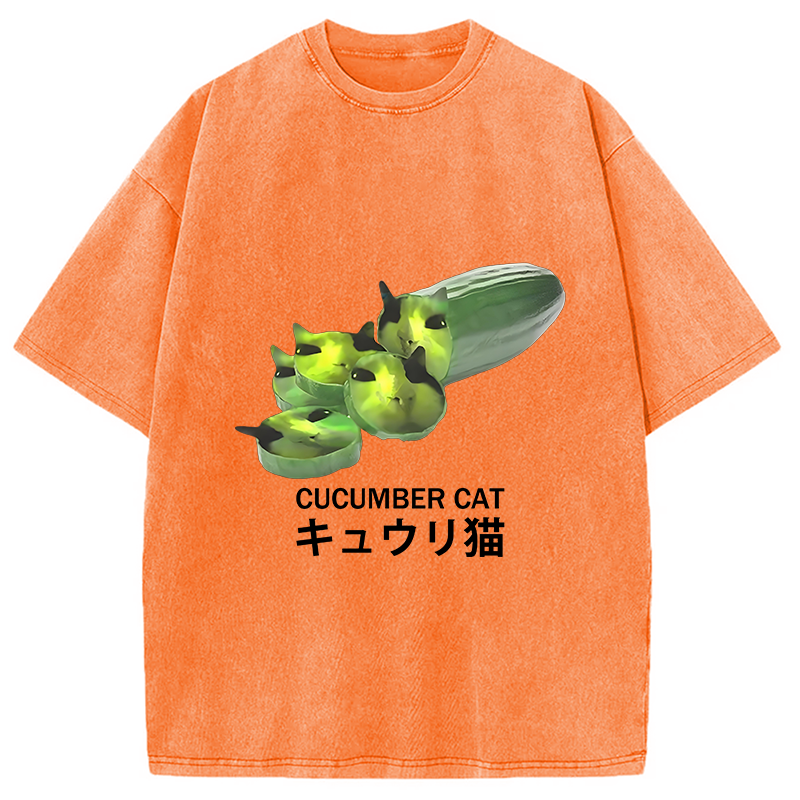 bbb Funny Cucumber Cat Meme Washed T-Shirt