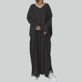 Turkey Eid Solid Muslim Hijab Dress A-line V Neck Abaya for Women, Dubai Arab Kaftan