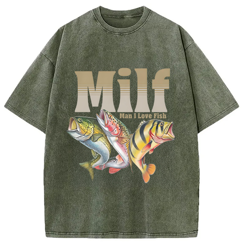bbb Man I Love Fish Meme Washed T-Shirt