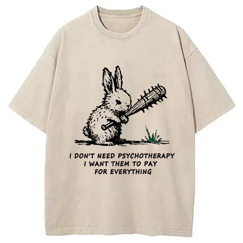 bbb Violent Rabbit Funny Washed T-Shirt