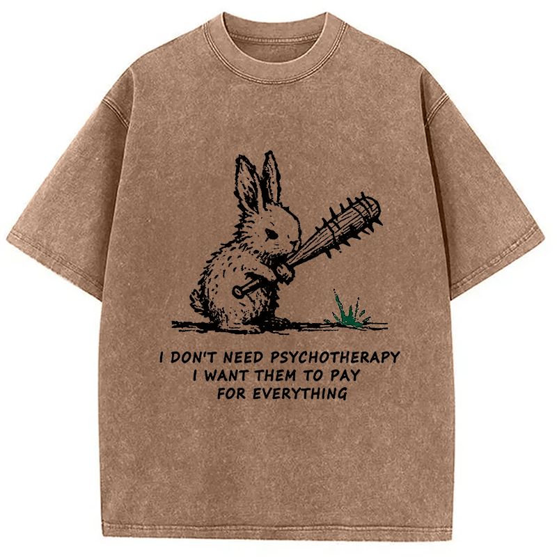 bbb Violent Rabbit Funny Washed T-Shirt