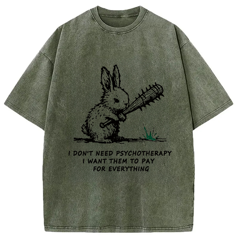 bbb Violent Rabbit Funny Washed T-Shirt