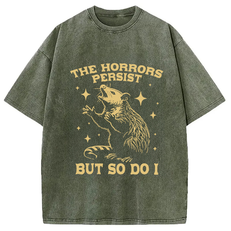bbb Funny Angry Opossum Possum Washed T-Shirt