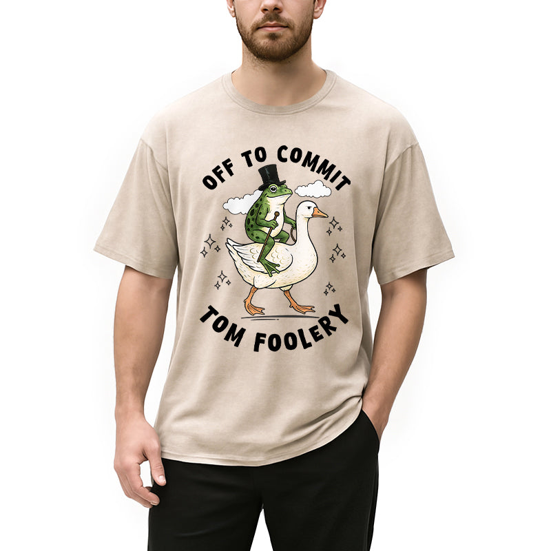 bbb Frog Riding Goose Funny Sarcastic Meme Washed T-Shirt
