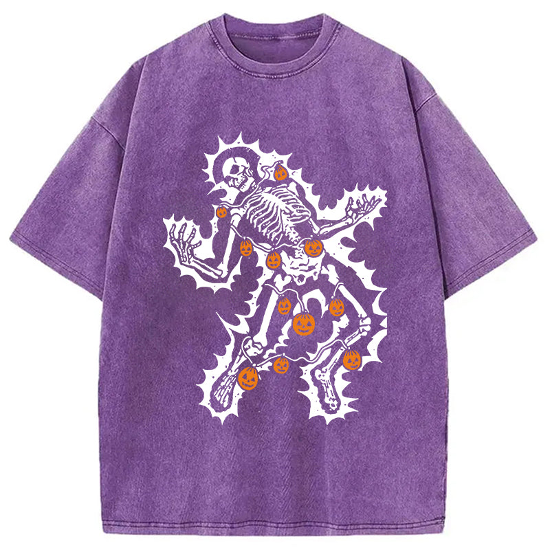 bbb Electrocuted Skeleton Halloween Washed T-Shirt