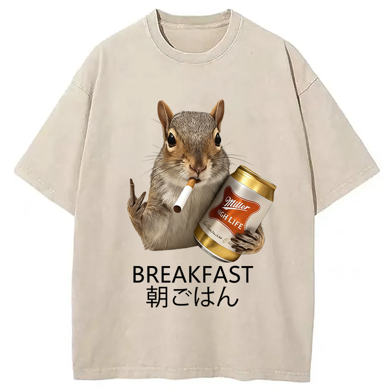 bbb Funny Breakfast Washed T-Shirt