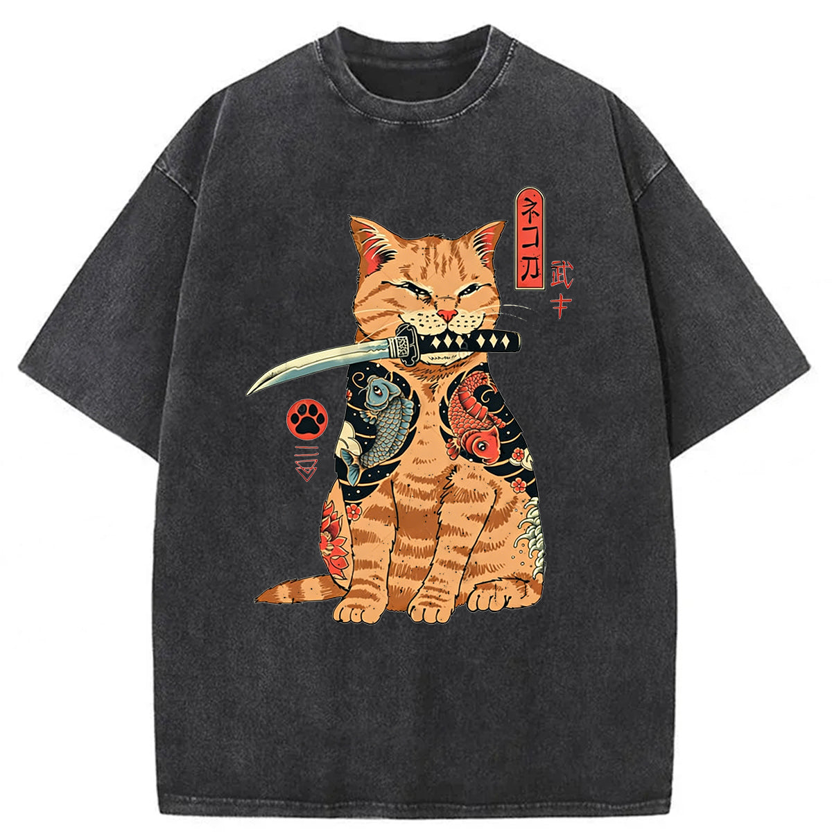bbb Samurai Cat Washed T-shirt