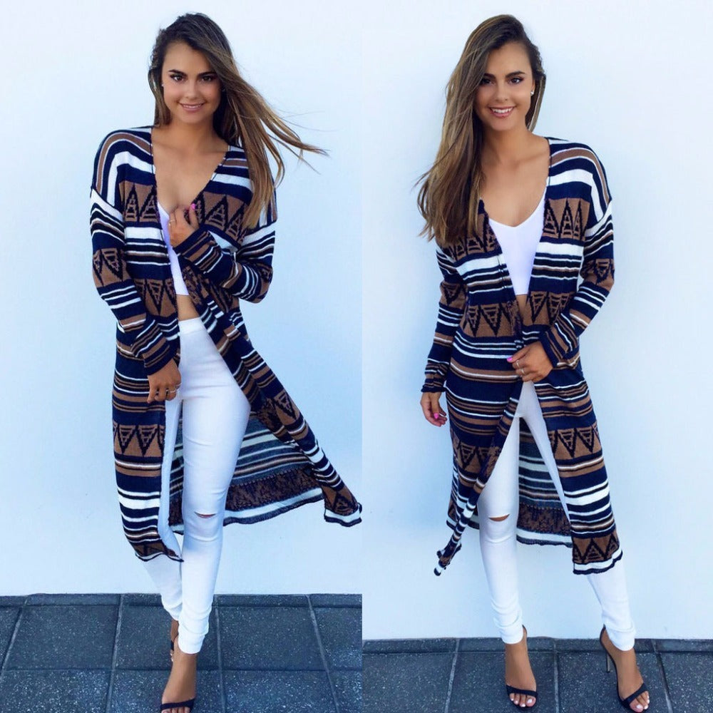 Lightweight Women’s Cardigan Coat - Longline Knit, Casual