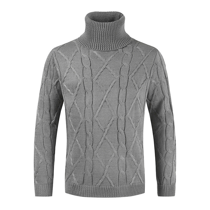 Warmer, kuscheliger Herren-Rollkragenpullover – lockeres Zopfmuster