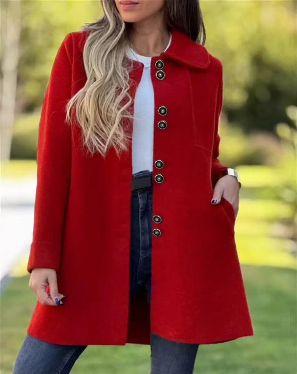 Warm Women Wool Coat - A Line, Polar Fleece, For Winter