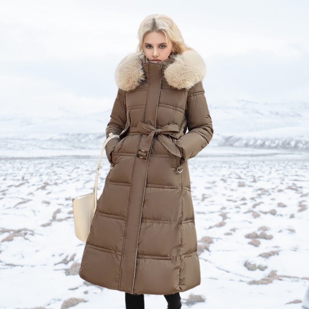 Insulating Women’s Puffer Coat - Quilted, Fur Trimmed