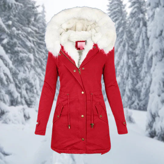 Warm Flattering Women's Parka - Longline, Faux Fur, Winter