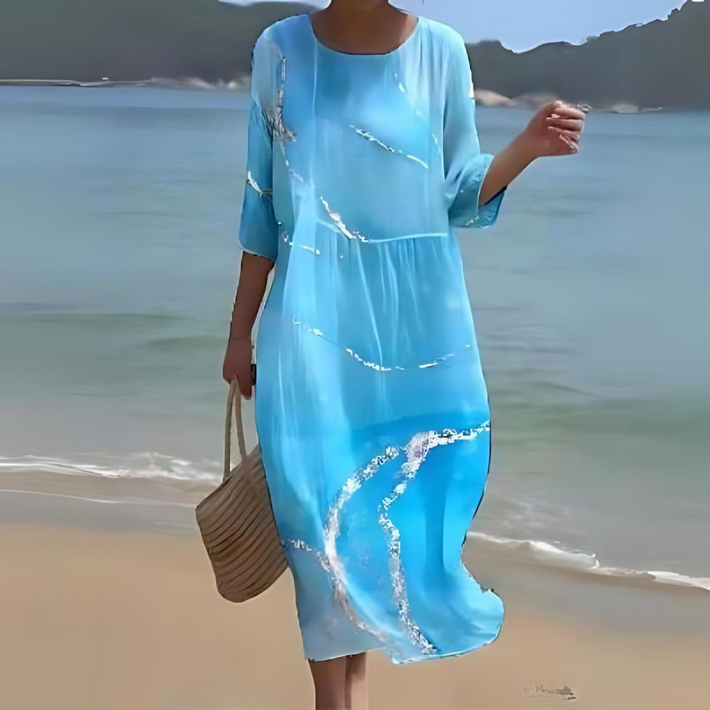 Elegant Floral Print Summer Dress for Women - Comfortable Fit Wedding Guest or Cocktail Dress