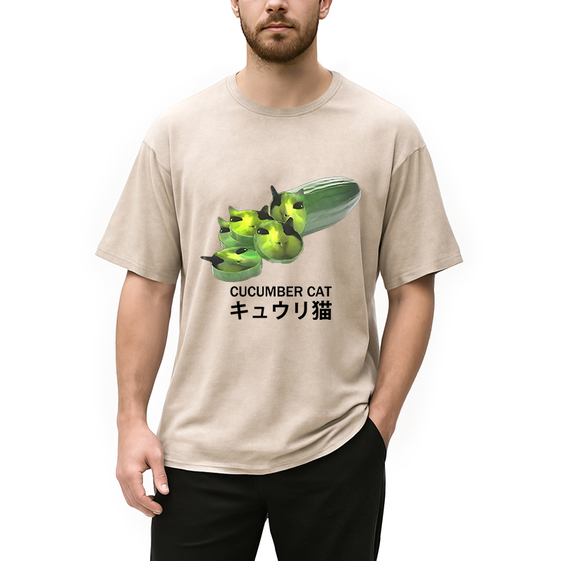 bbb Funny Cucumber Cat Meme Washed T-Shirt