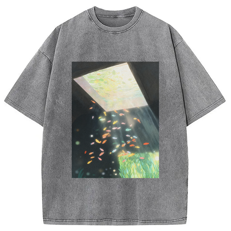 bbb Fish Swimming in the Air Washed T-Shirt
