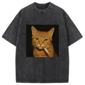 bbb Funny Orange Cat Smoking Meme Washed T-Shirt