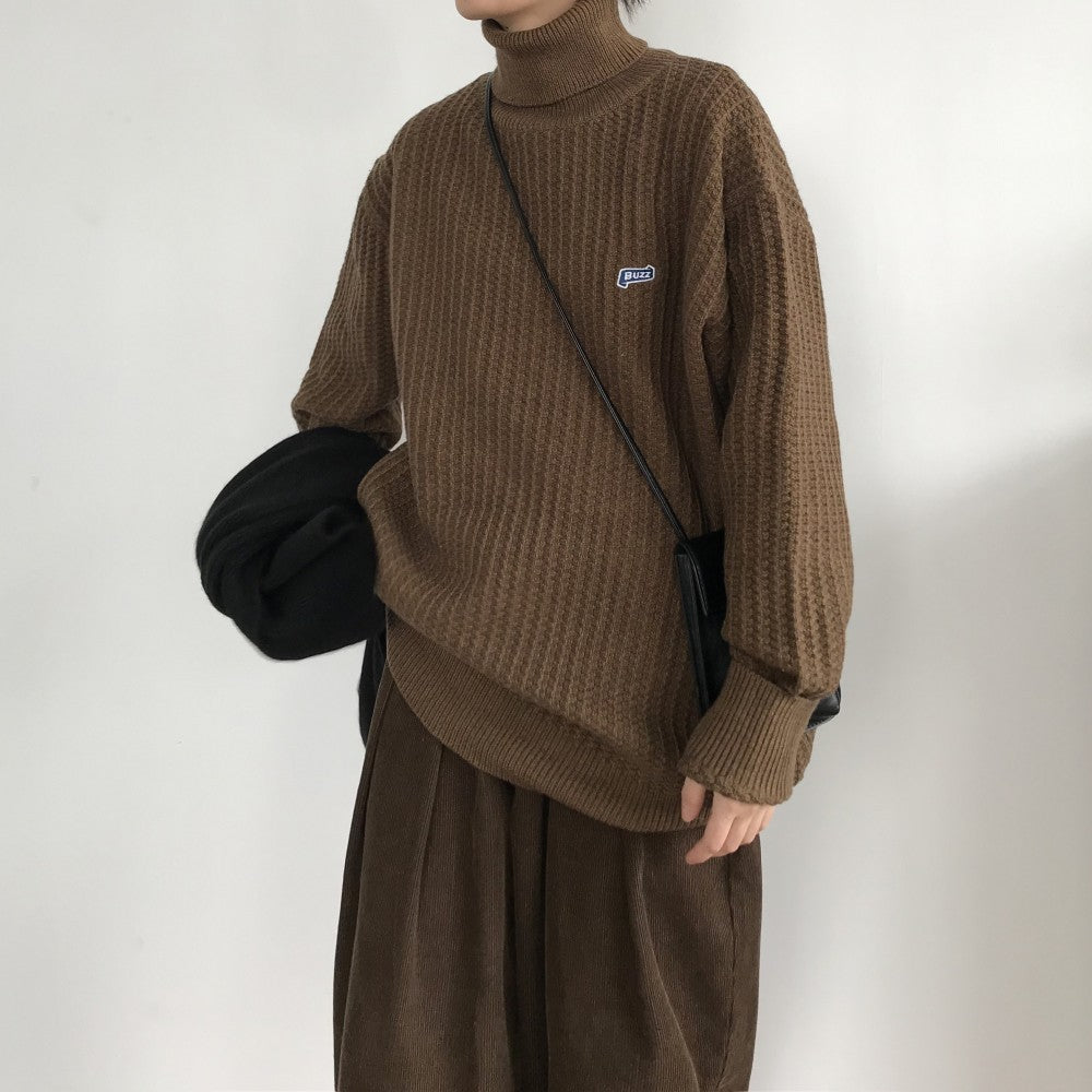 Oversized Unisex-Pullover – Rollkragen, Strick, zum Drunterziehen
