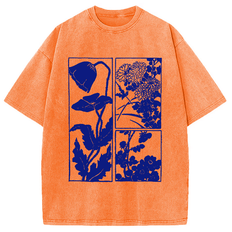 bbb Woodcut Flowers Washed T-Shirt