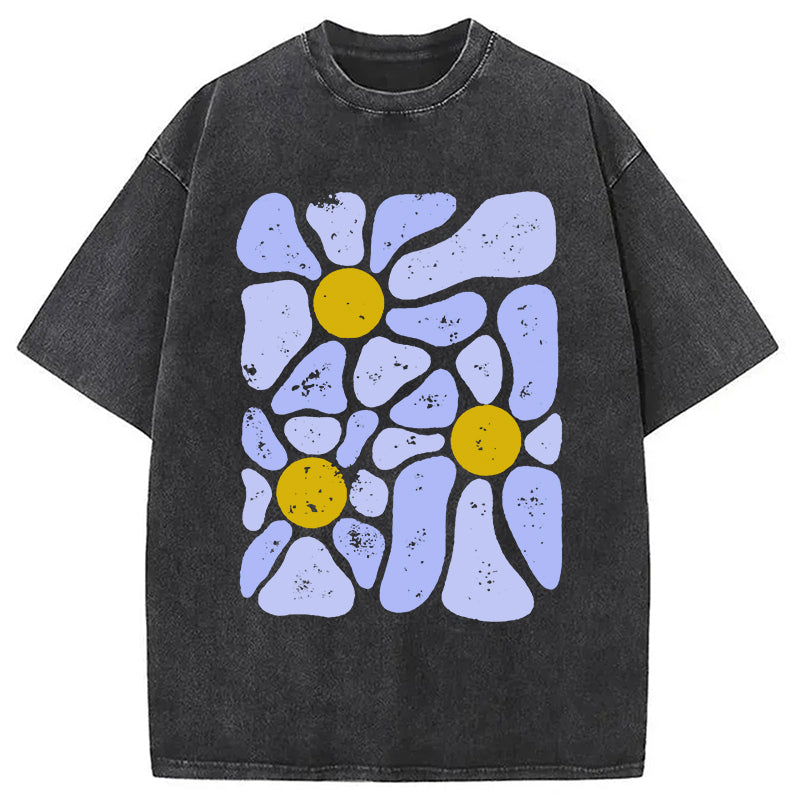 bbb Abstract Flowers Art Washed T-Shirt