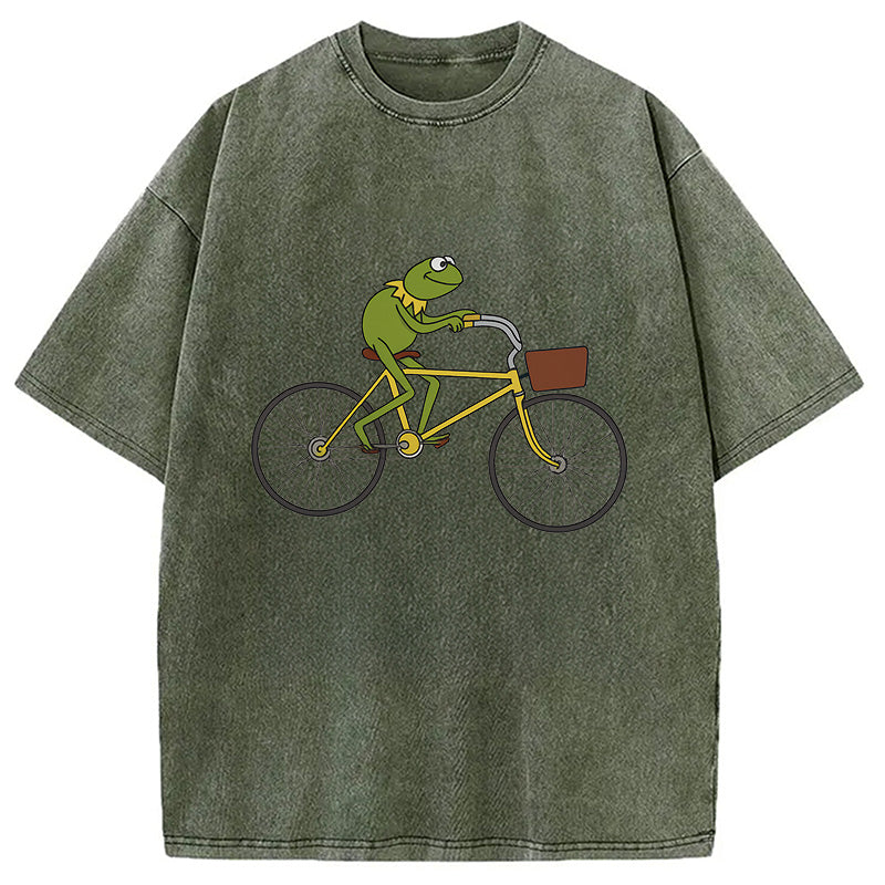 bbb Kermit Riding A Bike Washed T-Shirt