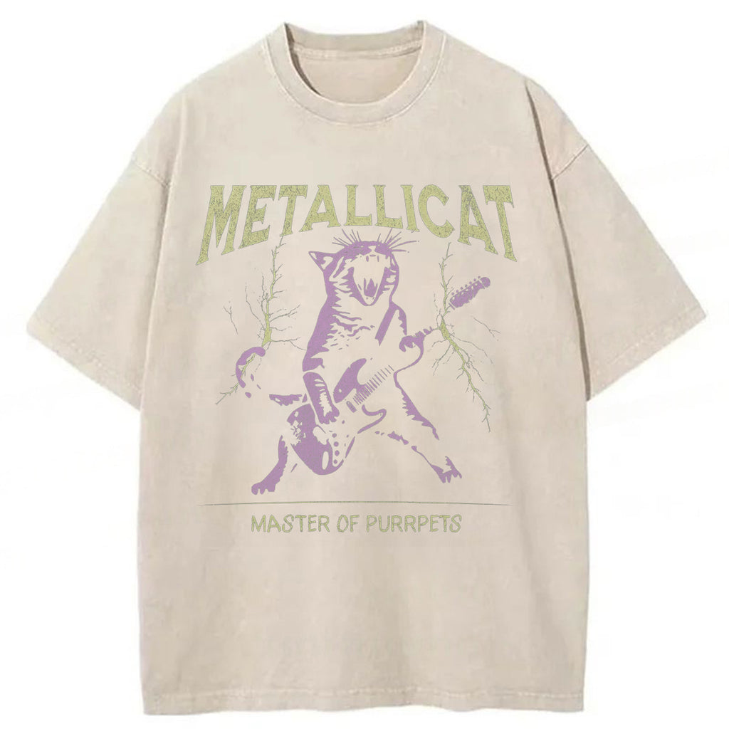 bbb Funny Guitar Cat Washed T-shirt