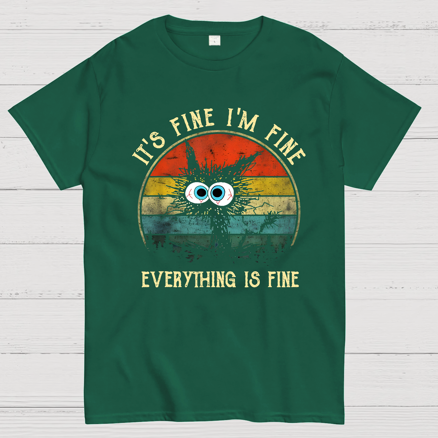 It ‘s Fine I am Fine Everything Is Fine Funny Black cat  T-Shirt