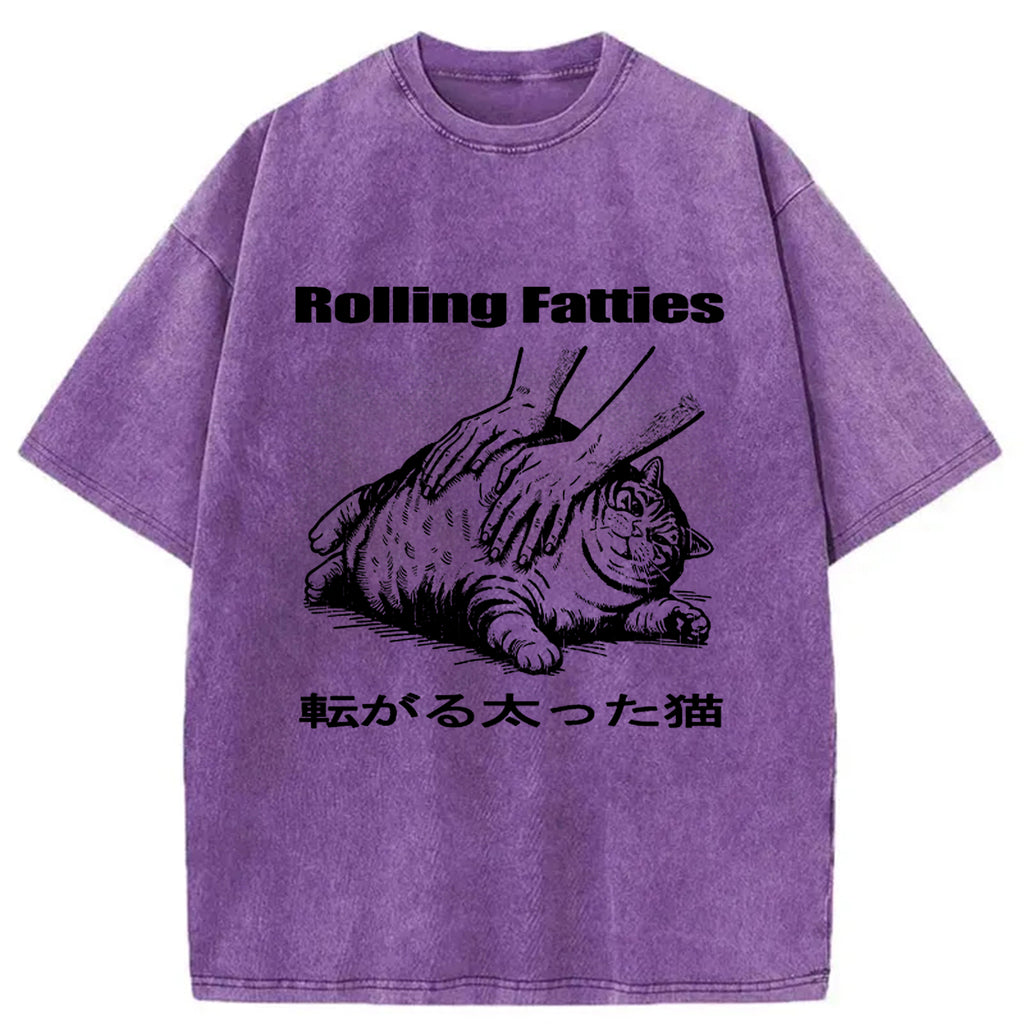 bbb Rolling Fatties Cat Washed T-Shirt