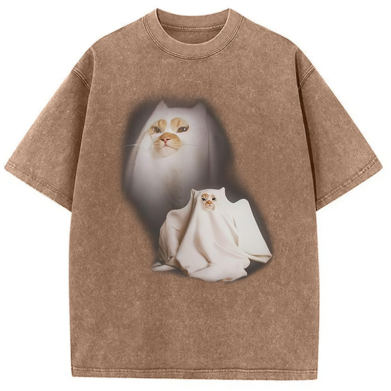 bbb Ghost Cat Meme Washed T-Shirt