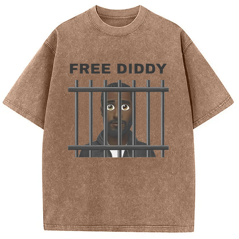 bbb Original Free Diddy Funny Meme Washed T-Shirt