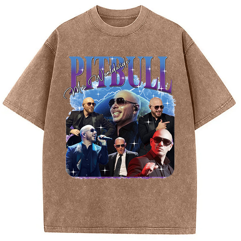 bbb Pitbull Mr.Worlwide Retro Washed T-Shirt