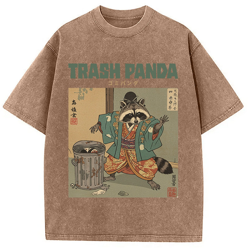 bbb Trash Panda Traditional Japanese Meme Washed T-Shirt