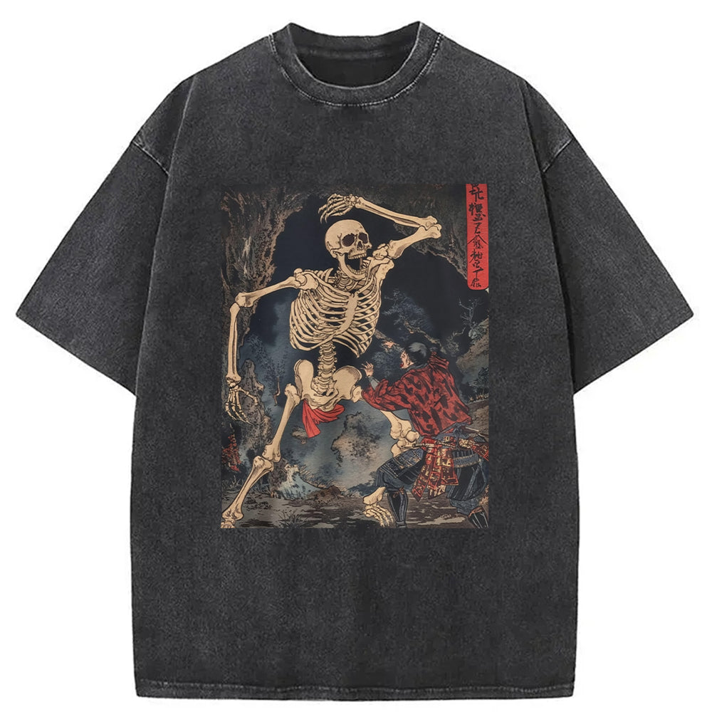 bbb Japanese Horror Skeleton Washed T-Shirt