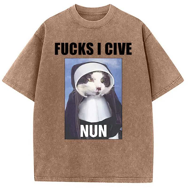 bbb F*cks I give Nun Cat Washed T-Shirt