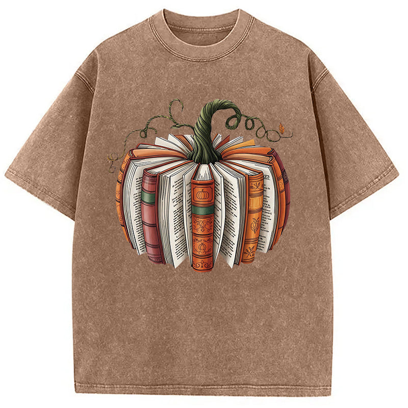 bbb Fall Book Pumpkin Halloween Washed T-Shirt