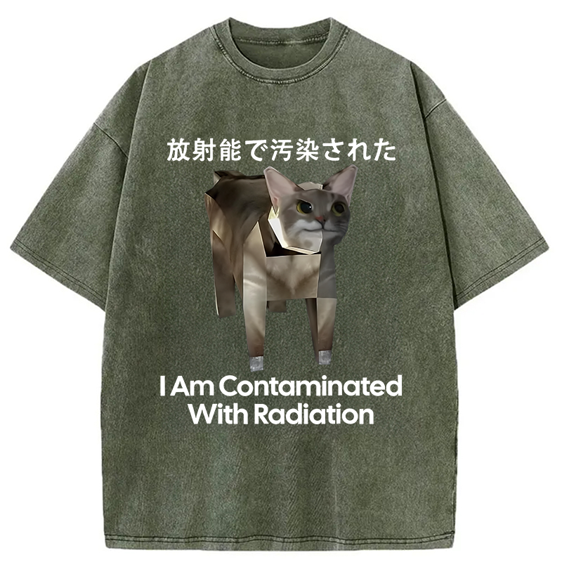 bbb I Am Contaminated With Radiation Cat Meme Washed T-Shirt