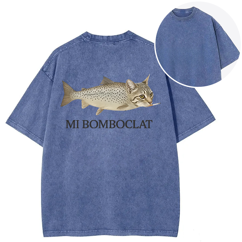 bbb Bomboclat Fish Cat Meme Back Washed T-Shirt