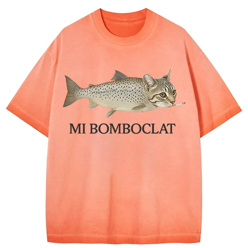 bbb Bomboclat Fish Cat Meme Gradient Washed T-Shirt