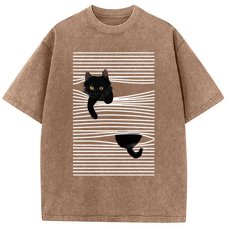 bbb Cat Scratching Curtain Washed T-Shirt