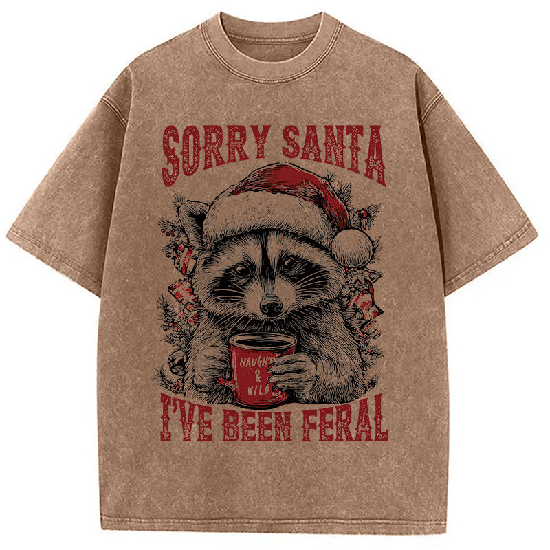 bbb Sorry Santa I've Been Feral Washed T-Shirt
