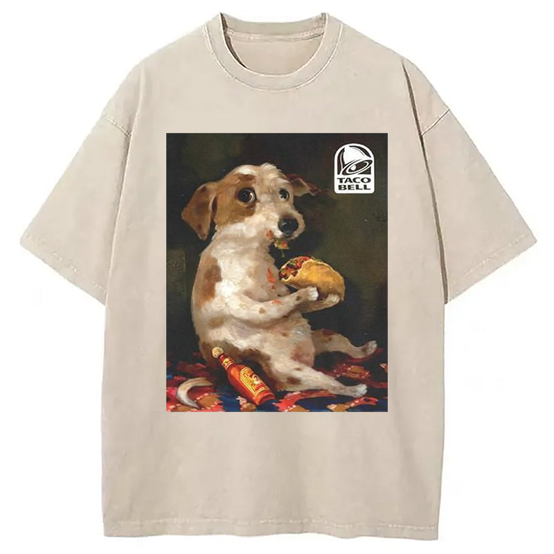 bbb Dog Chill With Taco Bell Vintage Washed T-Shirt