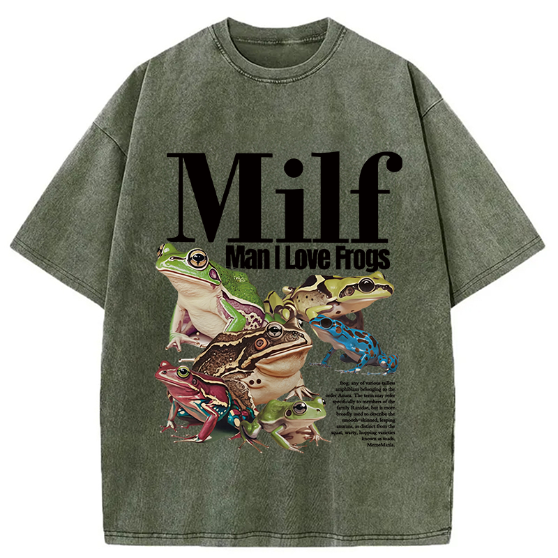 bbb Man I Love Frogs Meme Washed T-Shirt