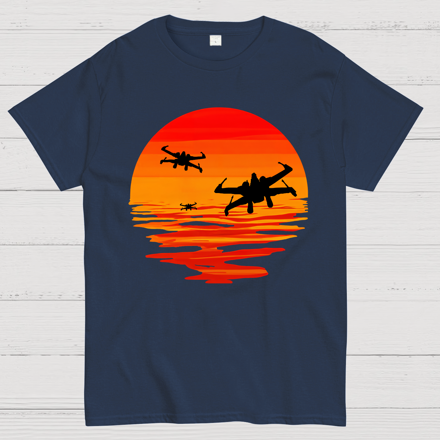 X-wing Starfighter And Sea Sunset  T-Shirt