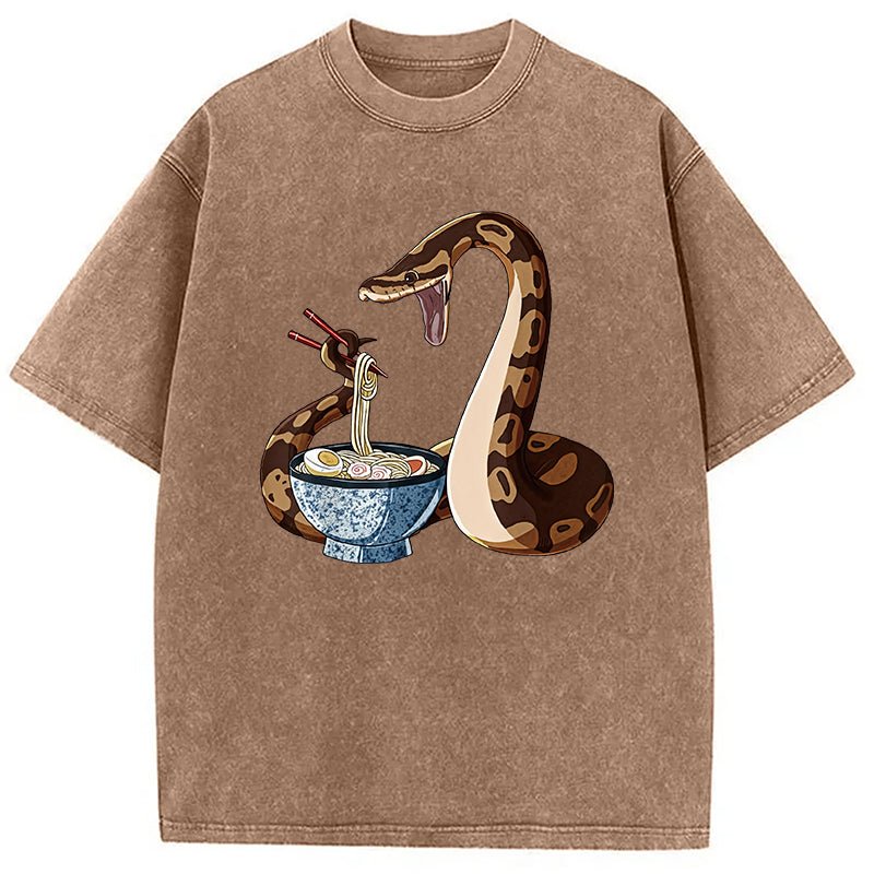 bbb Japanese Kawaii Ramen Snake Funny Washed T-Shirt