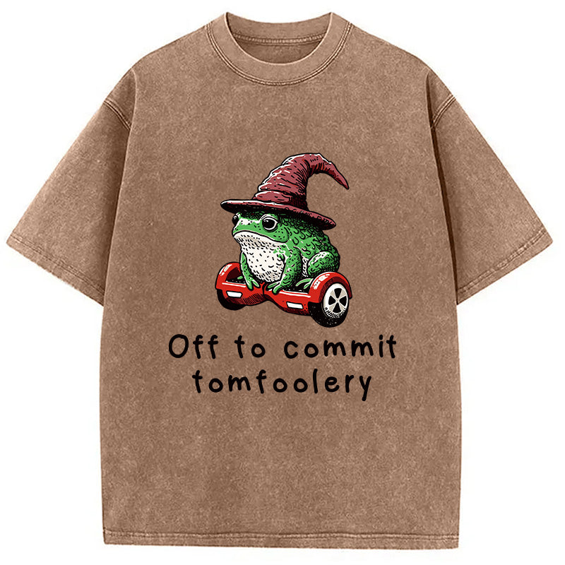 bbb Japanese Frog Riding A Balance Scooter Washed T-Shirt