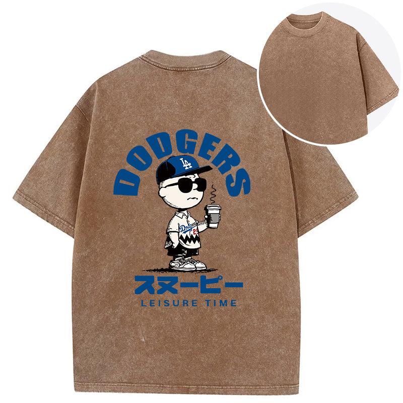 bbb Dodger Snoopy Vintage Japanese Back Washed T-Shirt