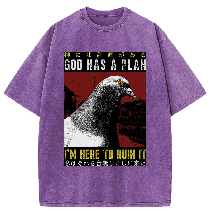 bbb Pigeons That Want To Break The Plan Washed T-Shirt